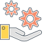 Support Services Icon with Gears and Document Icon, document,gears,support services