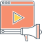 Video Marketing Icon with Play Button and Megaphone Icon, megaphone,play button,video marketing