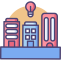 Intelligent Urbanism Icon, intelligent urbanism,buildings,light bulb
