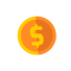 Orange Coin with Dollar Sign Icon, coin,money
