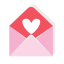 Pink Envelope with Heart Icon, envelope,love