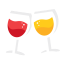 Red and Yellow Wine Glasses Icon, drinks,wine glasses