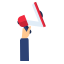 Red Megaphone in Hand Icon, megaphone,communication