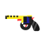 Yellow and Blue Toy Gun Icon, toy,toy gun