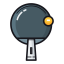 Ping-Pong Paddle and Ball Icon, ball,paddle,ping-pong