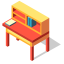 Isometric Writing Desk Icon, writing desk,furniture