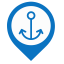 Ferry Map Marker (Blue) Icon, ferry,blue marker