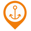 Ferry Map Marker (Orange Outline) Icon, ferry,map marker