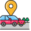 Arrived Destination with Car Icon, destination,car,arrived