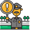 Caution Sign with Officer Icon, caution,officer,warning