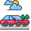 Driving Red Car with Trees Icon, driving,car,red
