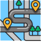 Multiple Destinations (Road with Trees) Icon, multiple,destinations,road