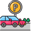 Parking with Car and 'P' Sign Icon, P sign,car,parking