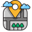 Point of Interest (Building with Trees) Icon, point of interest,building,trees