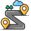 Sharp Bend with Marker Icon, marker,sharp bend,trees