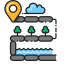 Unsealed Road with Marker Icon, clouds,marker,unsealed road