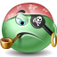 pirate Icon, pirate,Green Emo,Emoticon