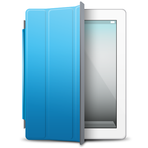 iPad White blue cover Icon, iPad White blue cover,iPad 2,Hardware