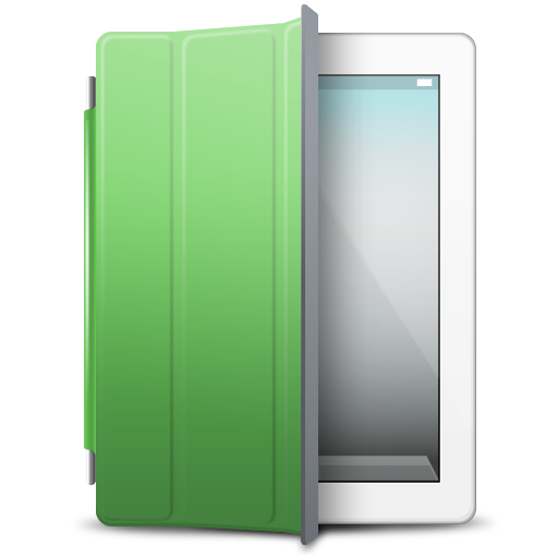 iPad White green cover Icon, iPad White green cover,iPad 2,Hardware