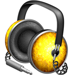 Golden Garnish headphones Icon, Golden Garnish headphones,iTunes,Media,