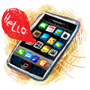 iPhone Hello 128x128 Icon, iPhone Hello 128x128,iPhone Sketch,Phone,