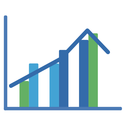 Rising Bar Chart with Line Icon | Free SVG & PNG Download | IconEasy