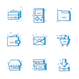 Blue MBE Icons Set Icons Set