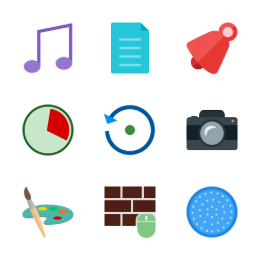 Flat Multicolor Mobile App  Icons Set