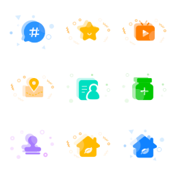 Multicolor Mini Program  Icons Set