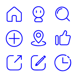 Soft Blue Rounded UI  Icons Set