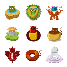 Basket Monsters Icons Set