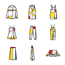 Clothing Icons with Mondrian Design Icons Set