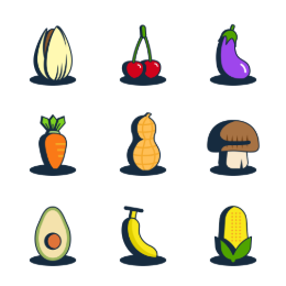 Fruits and Veggies Icons (Punk) Icons Set