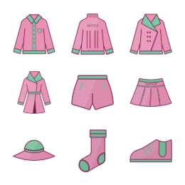 New Spring Outfits Icons Set