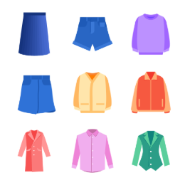 Solid Color Clothing Series Icons Set
