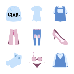 Spring Fashion Outfits Icons Set