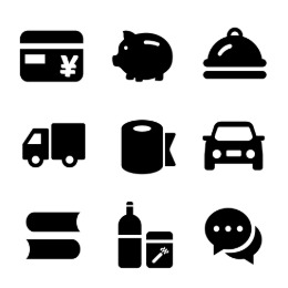 Black Filled Icons Set Icons Set