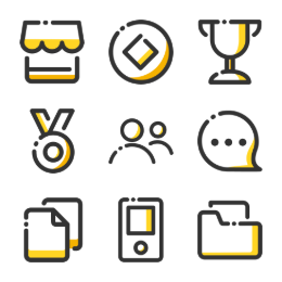 Business & Lifestyle Yellow  Icons Set