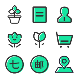 Colorful Flower Mall  Icons Set