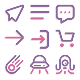 Colorful Linear Icons Collection 2 Icons Set