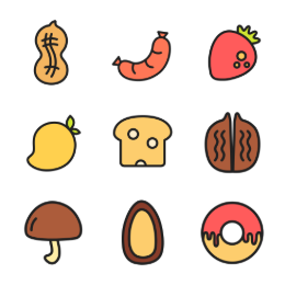 Early Spring Snack Collection Icons Set