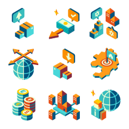Global Business Management  Icons Set