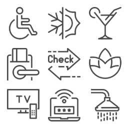 Light Line Hotel  Icons Set
