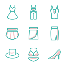 New Spring Fashion  Icons Set
