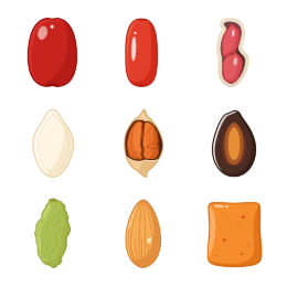 Nut & Snack Collection Icons Set