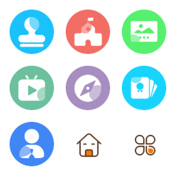 Round Themed Color  Icons Set