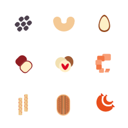 Spring New Snacks Icons Set