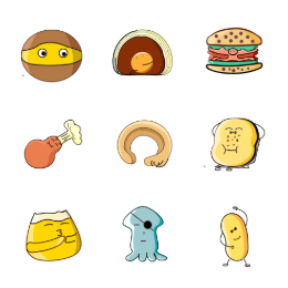 Cartoon Food Collection Icons Set