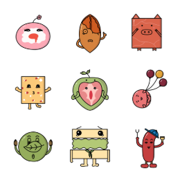 Cartoon Snack  Icons Set
