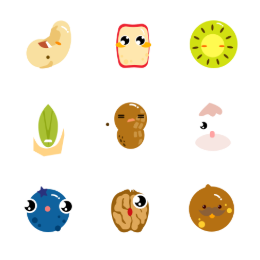 Cartoon Snacks  Icons Set